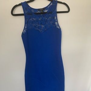 Forever 21- royal blue dress. Lace detail at neck.